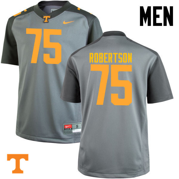 Men #75 Jashon Robertson Tennessee Volunteers College Football Jerseys-Gray - Click Image to Close